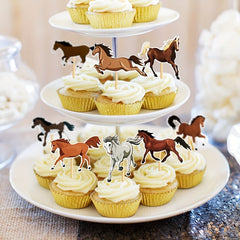 8pcs Cartoon Horse Cake Topper for Birthday Party Decoration