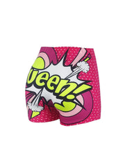 Plus Dot & Pop Art Print Elastic High Rise Skinny Shorts