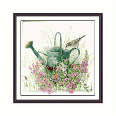 Cross Stitch 14CT Cloth Cotton Thread Flowers Kettle Bird Decorative Painting