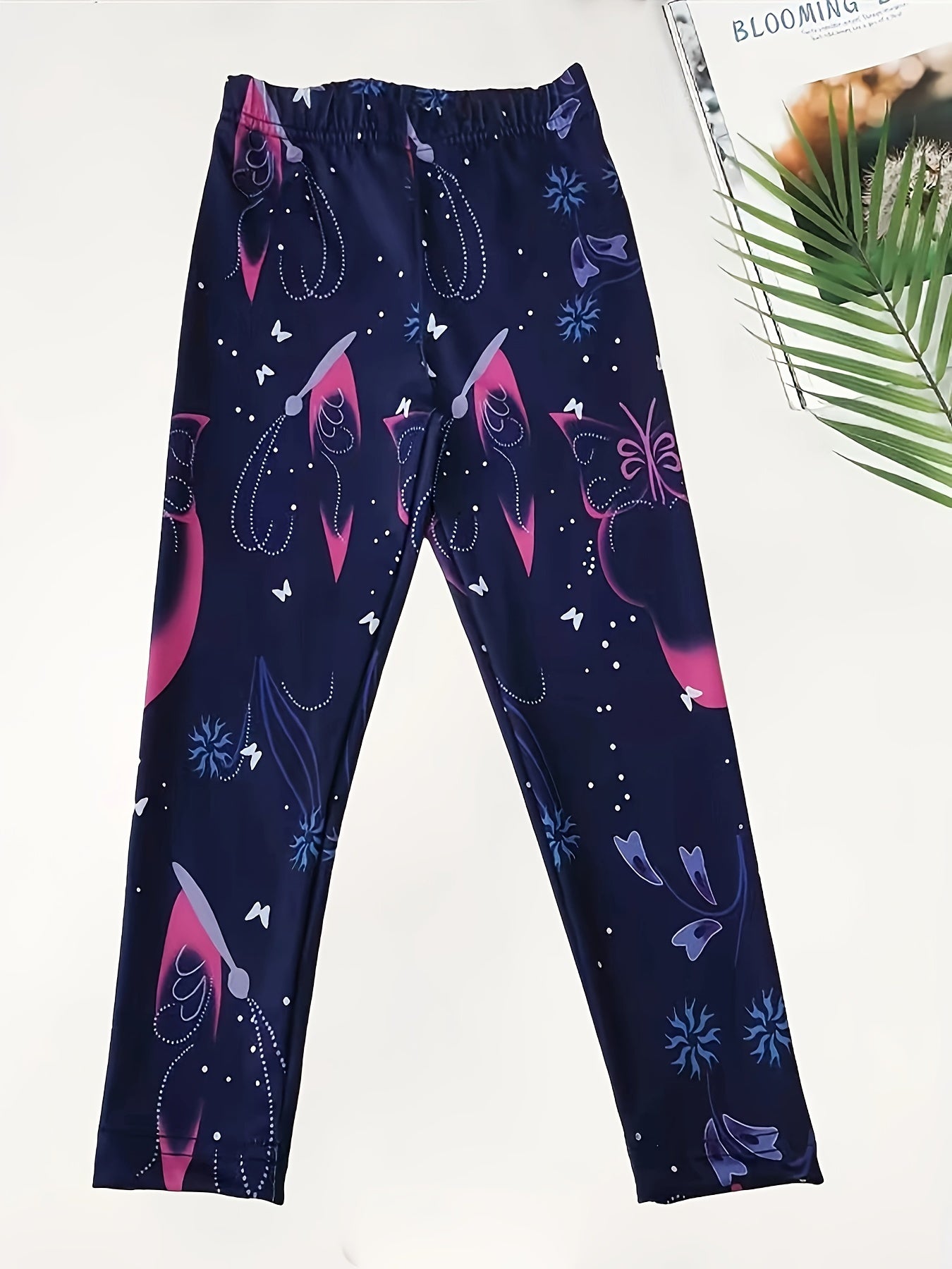 Butterfly Graphic Leggings Girls Comfy Slim Leggings For Sports