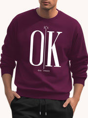 Men's Letter Ok Pattern Sweatshirt for Autumn Winter