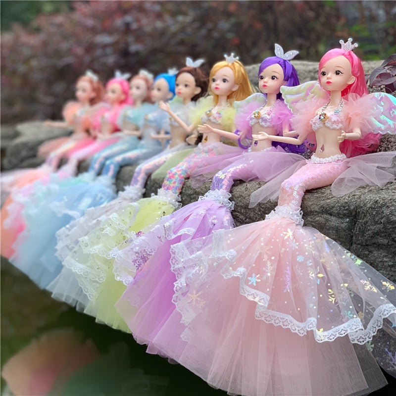 Classic Mermaid Doll Colorful Hair, Glittering Outfit Toy