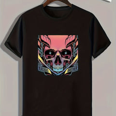 Skull Print Men's Graphic T-shirt for Summer