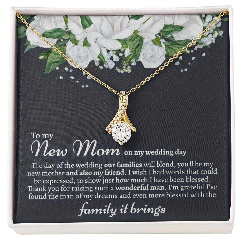 Zircon Pendant Necklace with Cards - Mother In Law Wedding Gift