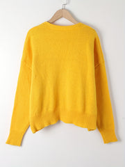 Daisy Pattern Long Sleeve Button Up Sweater Cardigan