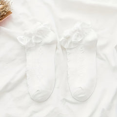 3 Pairs 3D Textured Ruffle Socks Sweet & All match Short Socks Women's Stockings