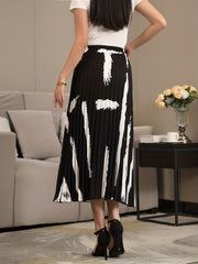 Print Pleated Skirts Random Printing High Waist Women's Clothing