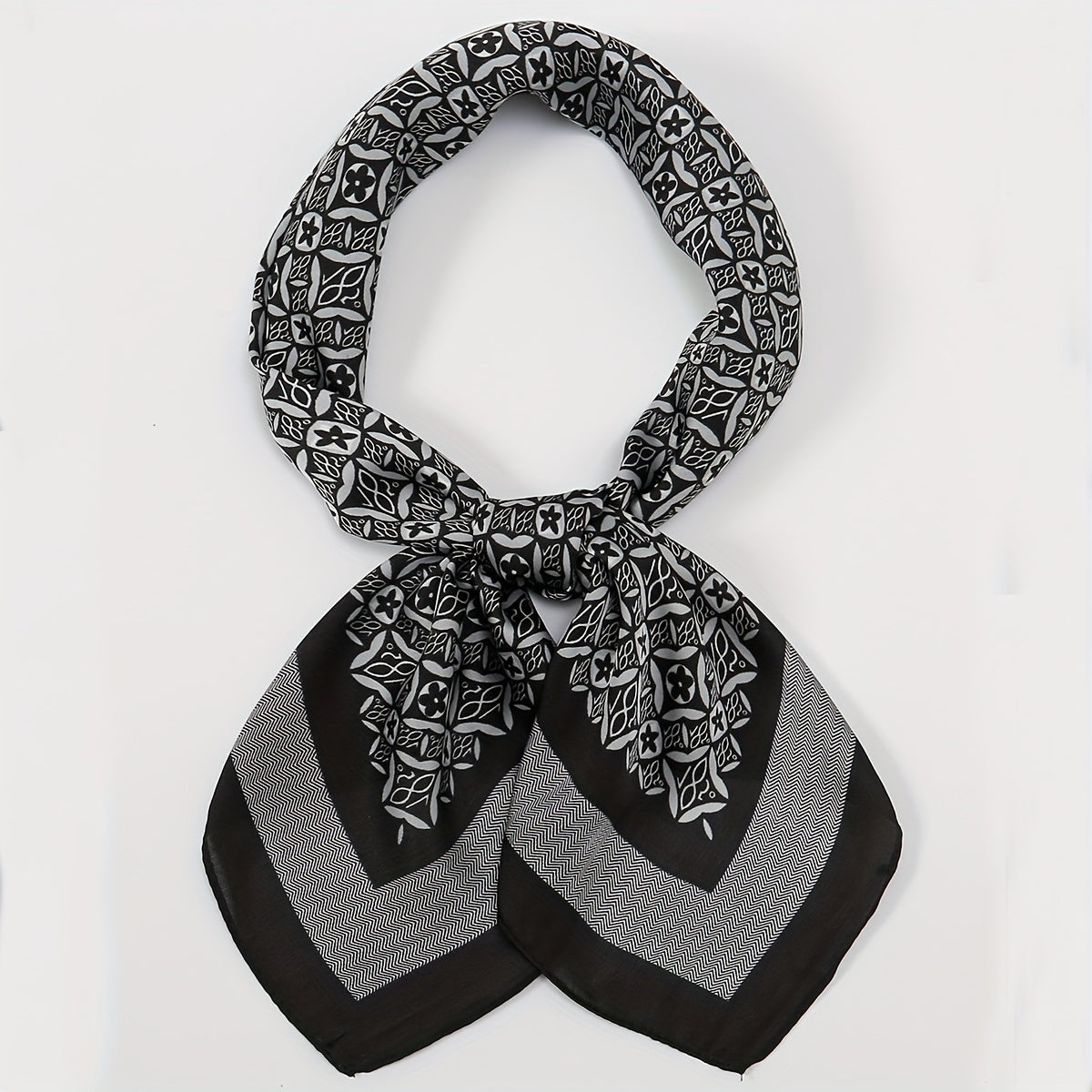 Geometric Print Small Square Silk Scarf Head Wrap