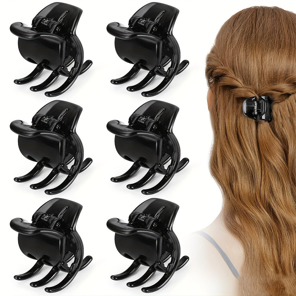 6pcs Solid Hair Claw Clip Boho Non Slip Hair Styling Accessory