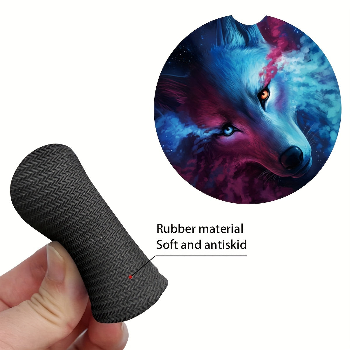 2pcs Wolf Print Car Coaster, Double Sided Design