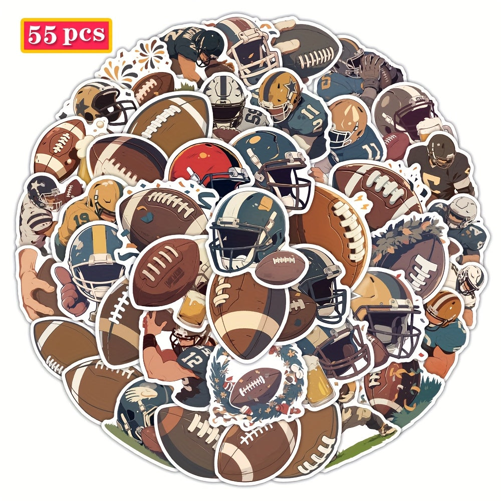 55pcs Cartoon Football Sports Vinyl Stickers for Laptops Water Bottles Mobile Ph