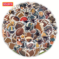 55pcs Cartoon Football Sports Vinyl Stickers for Laptops Water Bottles Mobile Ph