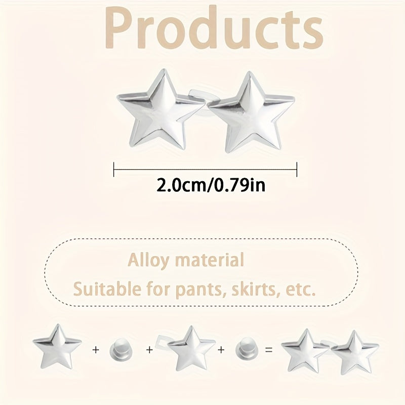 6 Pairs Star Shaped Waist Buckles No Sew Adjustable Clips