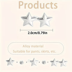 6 Pairs Star Shaped Waist Buckles No Sew Adjustable Clips