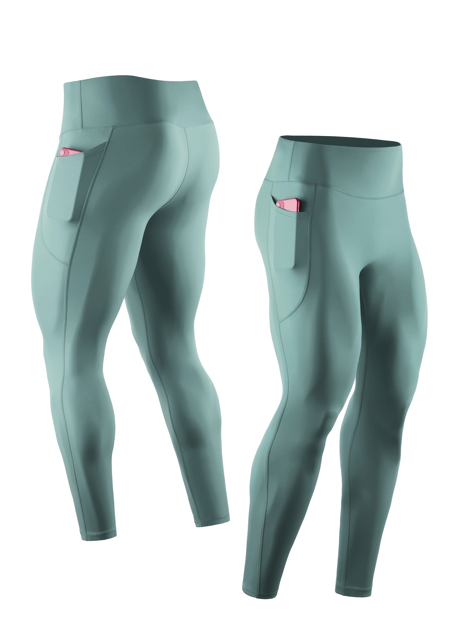 Men's High Waist Compression Sports Leggings Quick Dry Pants