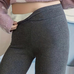 Casual Leggings Women's Plus Solid Liner Fleece Elastic High Rise