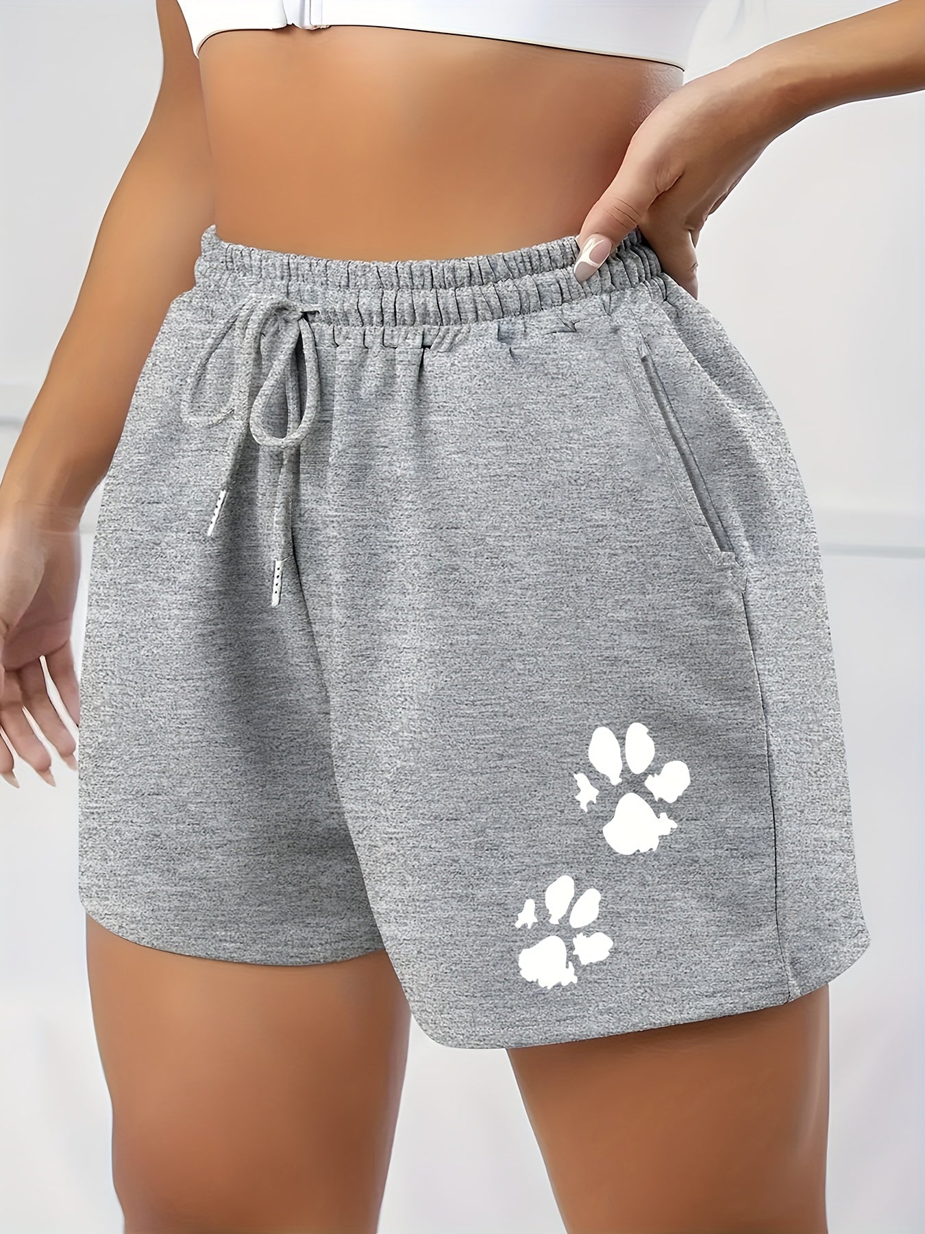 Paw Print High Rise Sports Shorts