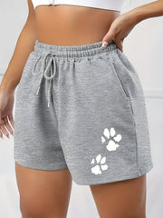 Paw Print High Rise Sports Shorts