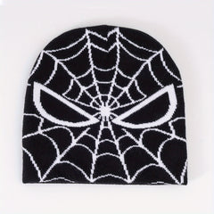 Heart Spider Web Jacquard Beanie Hip Hop Candy Skull Cap