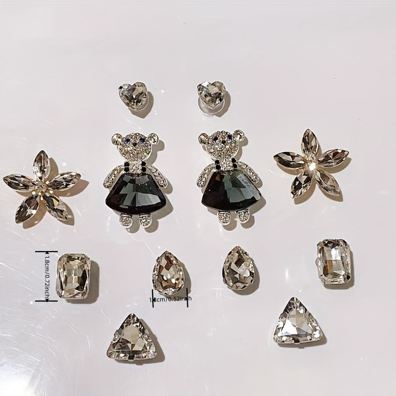 14pcs Rhinestone Bear & Chain Shoe Charms for Clogs Garden Shoes DIY Accessories