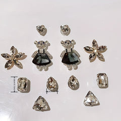 14pcs Rhinestone Bear & Chain Shoe Charms for Clogs Garden Shoes DIY Accessories