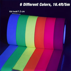 6pcs Fluorescent UV Cotton Tape High Viscosity Luminous Purple Light Tape