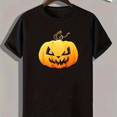 Halloween Pumpkin Print Men's Graphic T-shirt for Summer