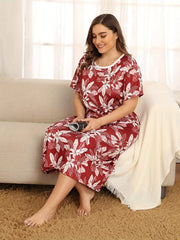 Floral Print Short Sleeve Sleep Dress