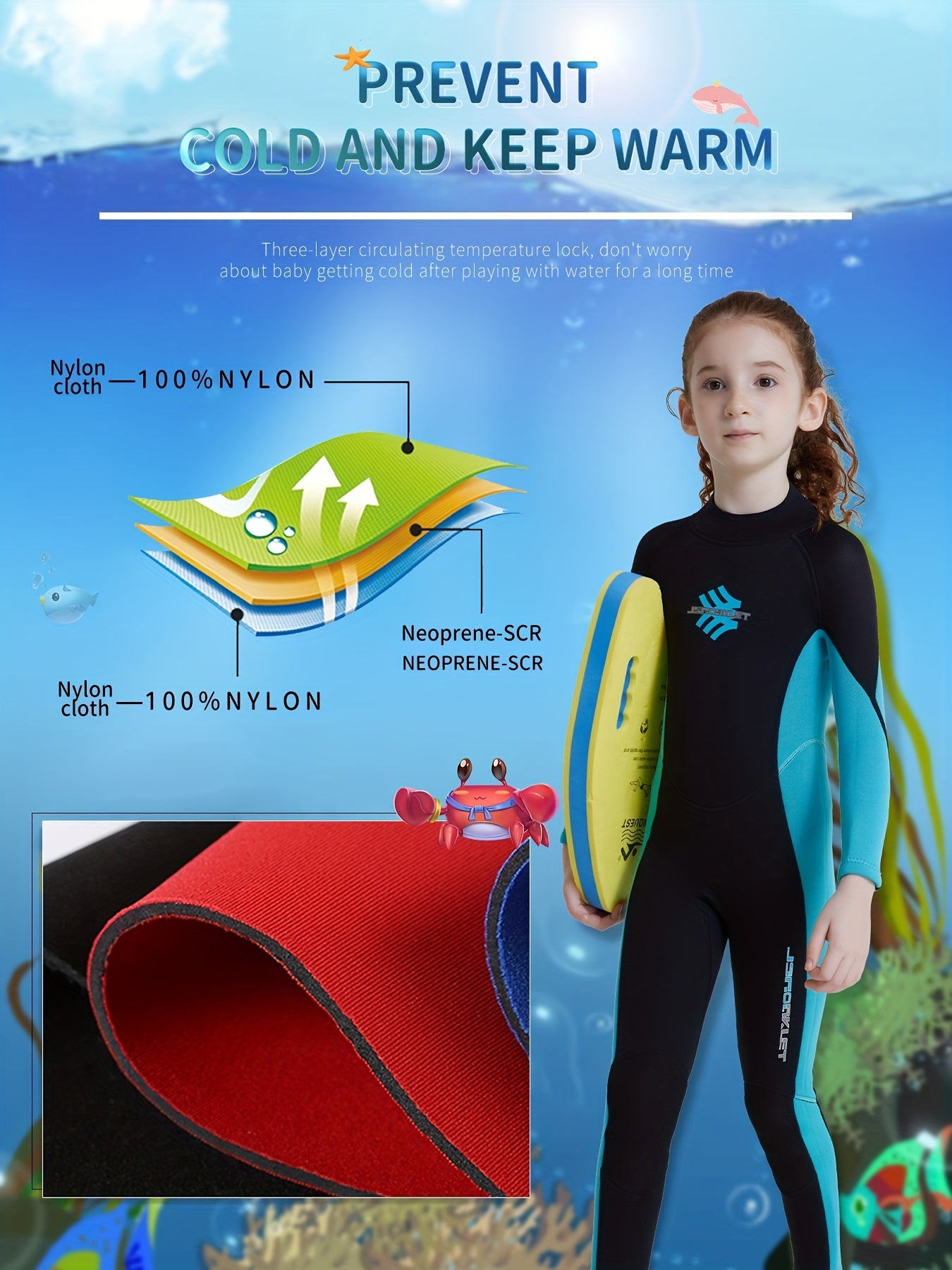 Kids 3mm Neoprene Diving Suit Thermal Wetsuit