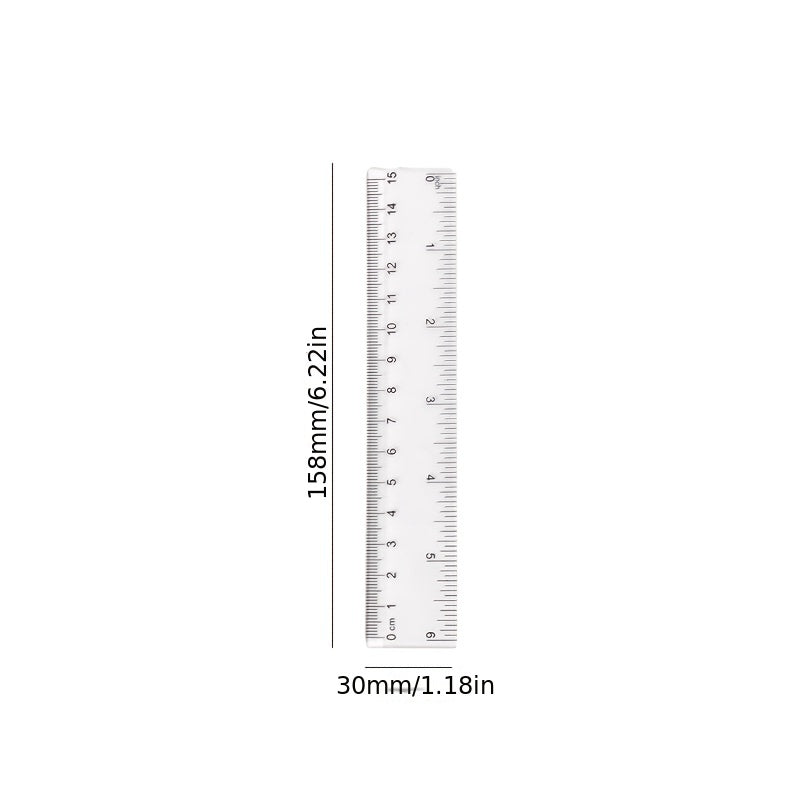 10pcs Clear Plastic Rulers Inches Metric Student Rulers w/ Slanted Edge
