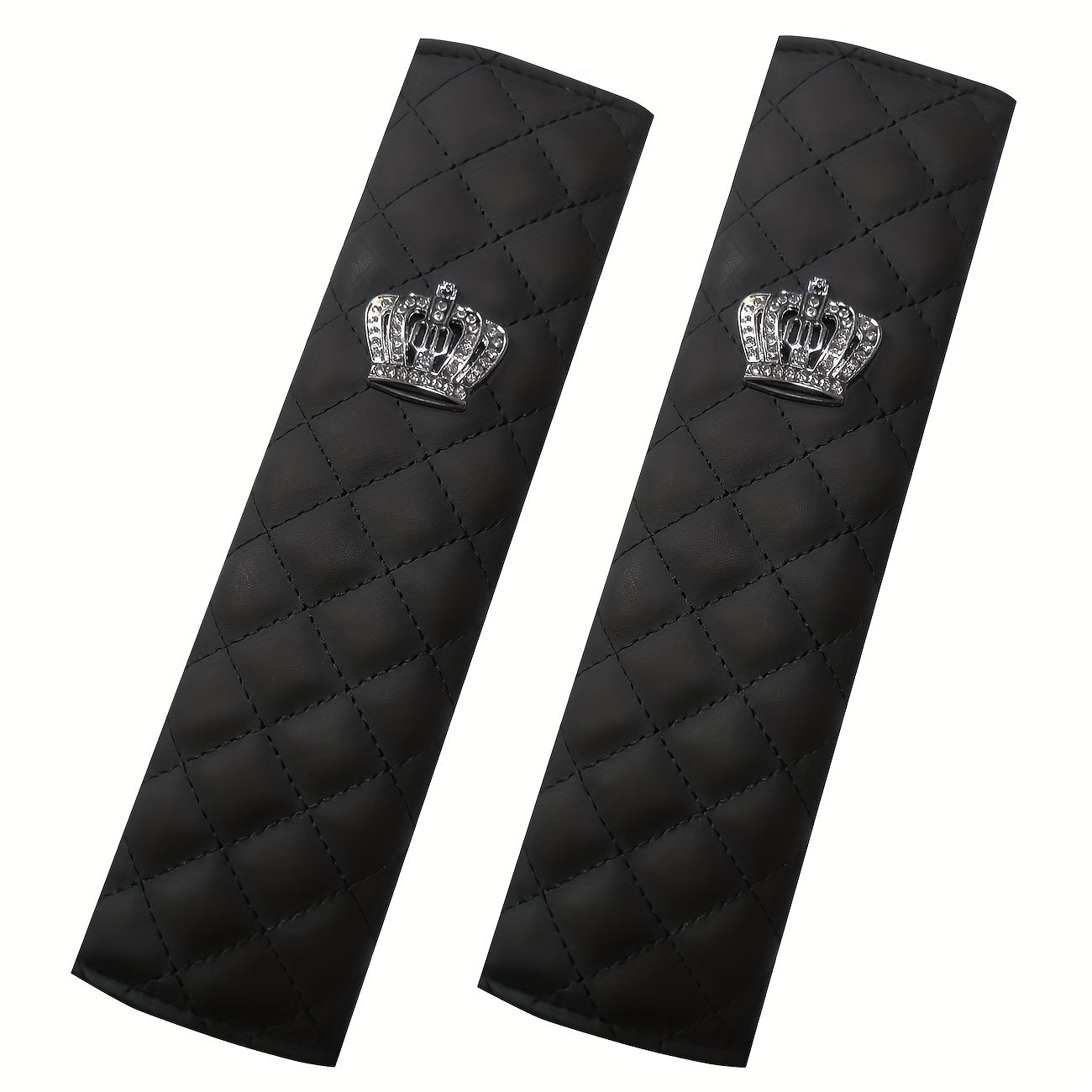 Crown Seat Belt Shoulder Protector Rhinestone PU Leather