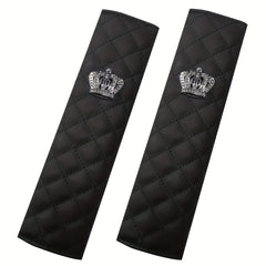 Crown Seat Belt Shoulder Protector Rhinestone PU Leather