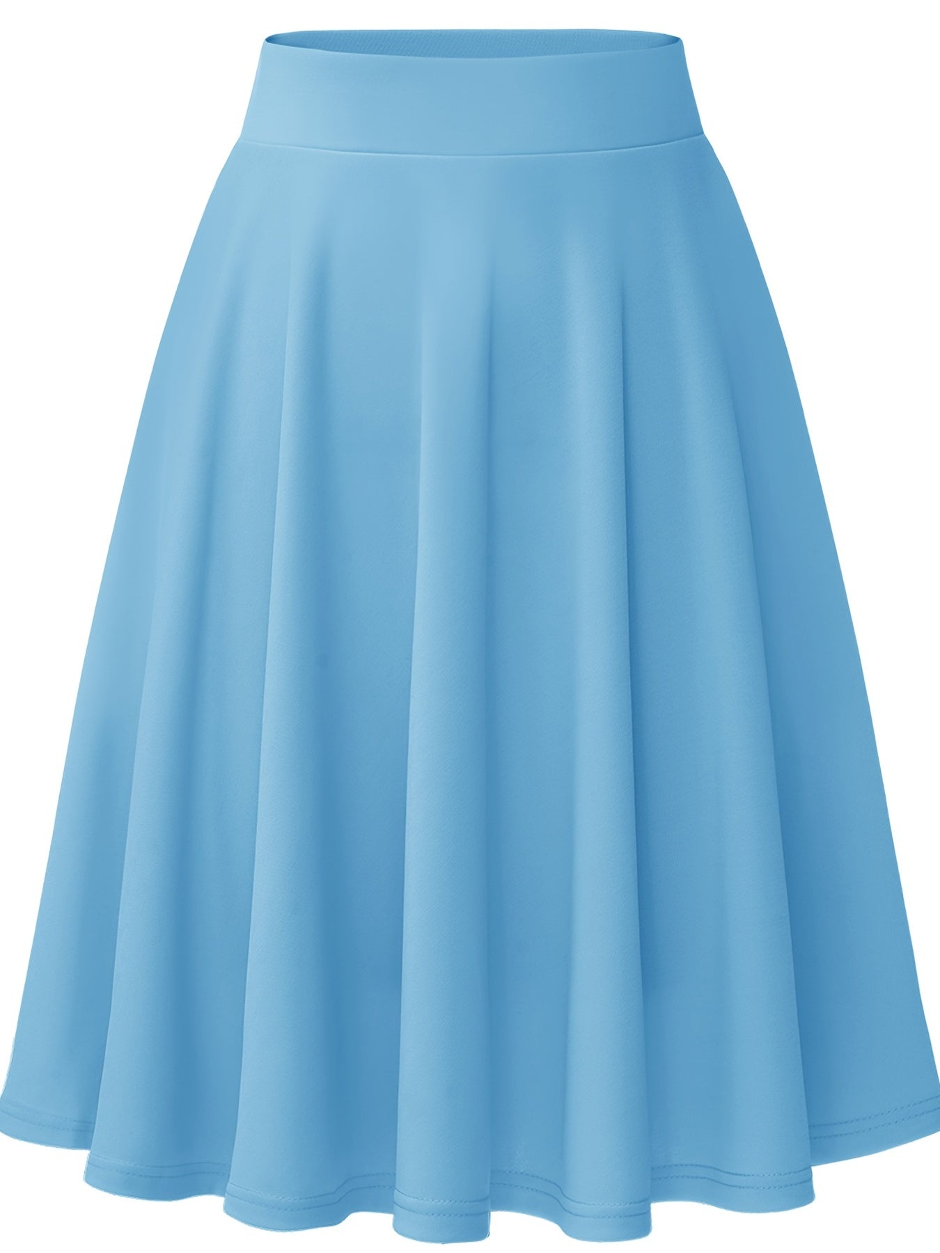 Casual Slim Skater Skirt High Waisted Solid Skirt