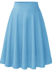 Casual Slim Skater Skirt High Waisted Solid Skirt