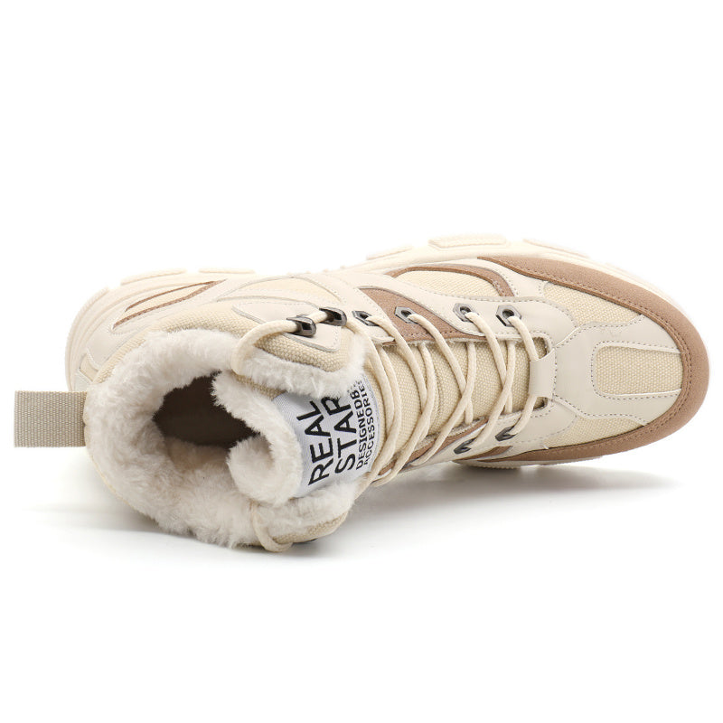 Men's Warm Fleece Lace-up Soft Sole Sneakers