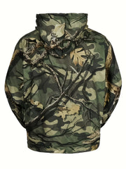 Men's Branches Print Hoodie Casual Hooded Sweatshirt