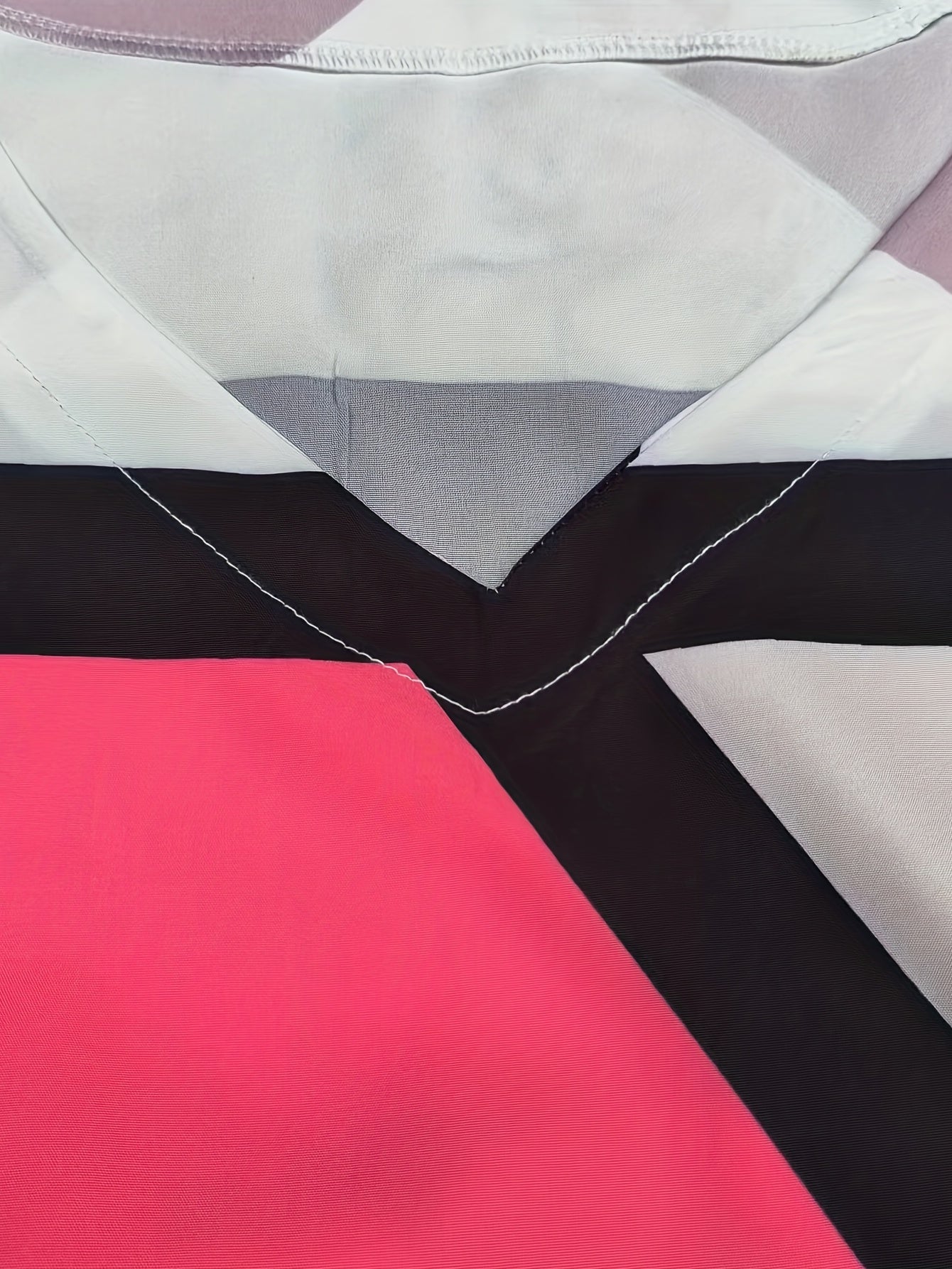 Colorblock Tank Dress Geometric Print V Neck
