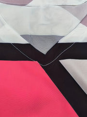 Colorblock Tank Dress Geometric Print V Neck