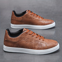 Men's Lace-up PU Leather Skate Shoes with Good Traction