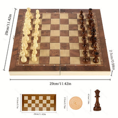 3 in 1 Chess Sets Travel Board Games Wooden Chess Board 29.01cm X 29.01cm