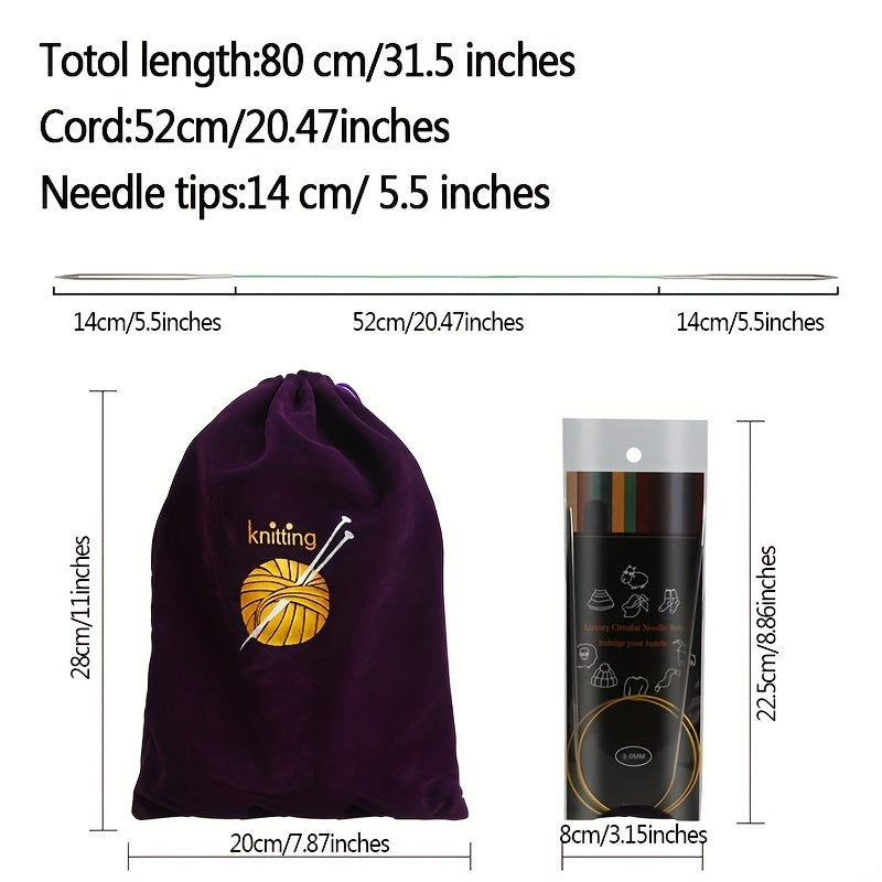 Circular Knitting Needles Set 80 01cm Stainless Steel Stick Sweater Needle