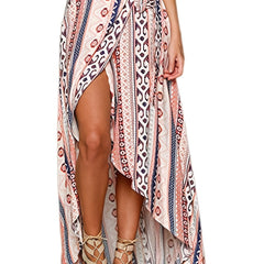 Tribal Ruffle Maxi Sarong Skirt for Women