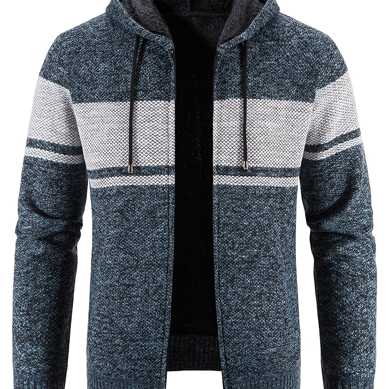 Men's Hooded Plush Sweater with Contrast
