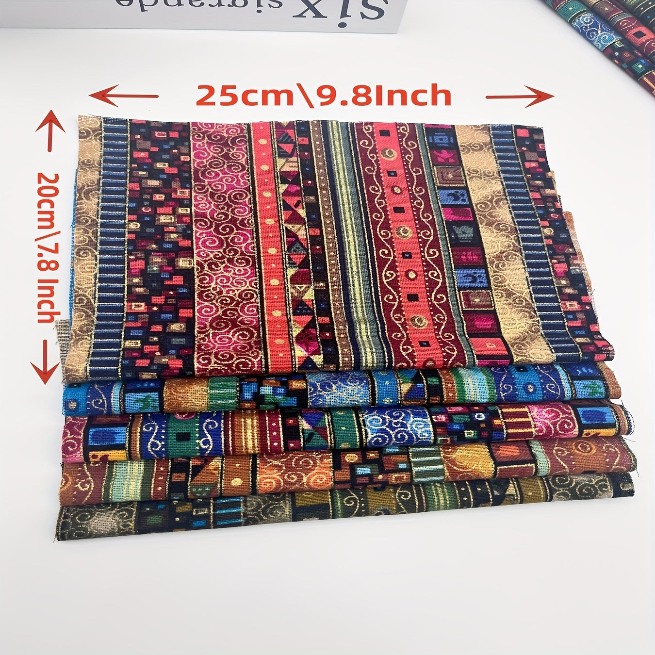 5pcs Ethnic Striped Bronzing Fabric Set DIY Patchwork Tablecloth Decoration