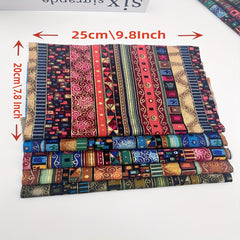 5pcs Ethnic Striped Bronzing Fabric Set DIY Patchwork Tablecloth Decoration