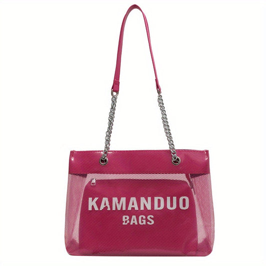 Large Shoulder Tote Bag with Transparent Jelly Design