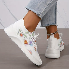 Women's Floral Print Sock Shoes Low Top Lightweight Running Shoes