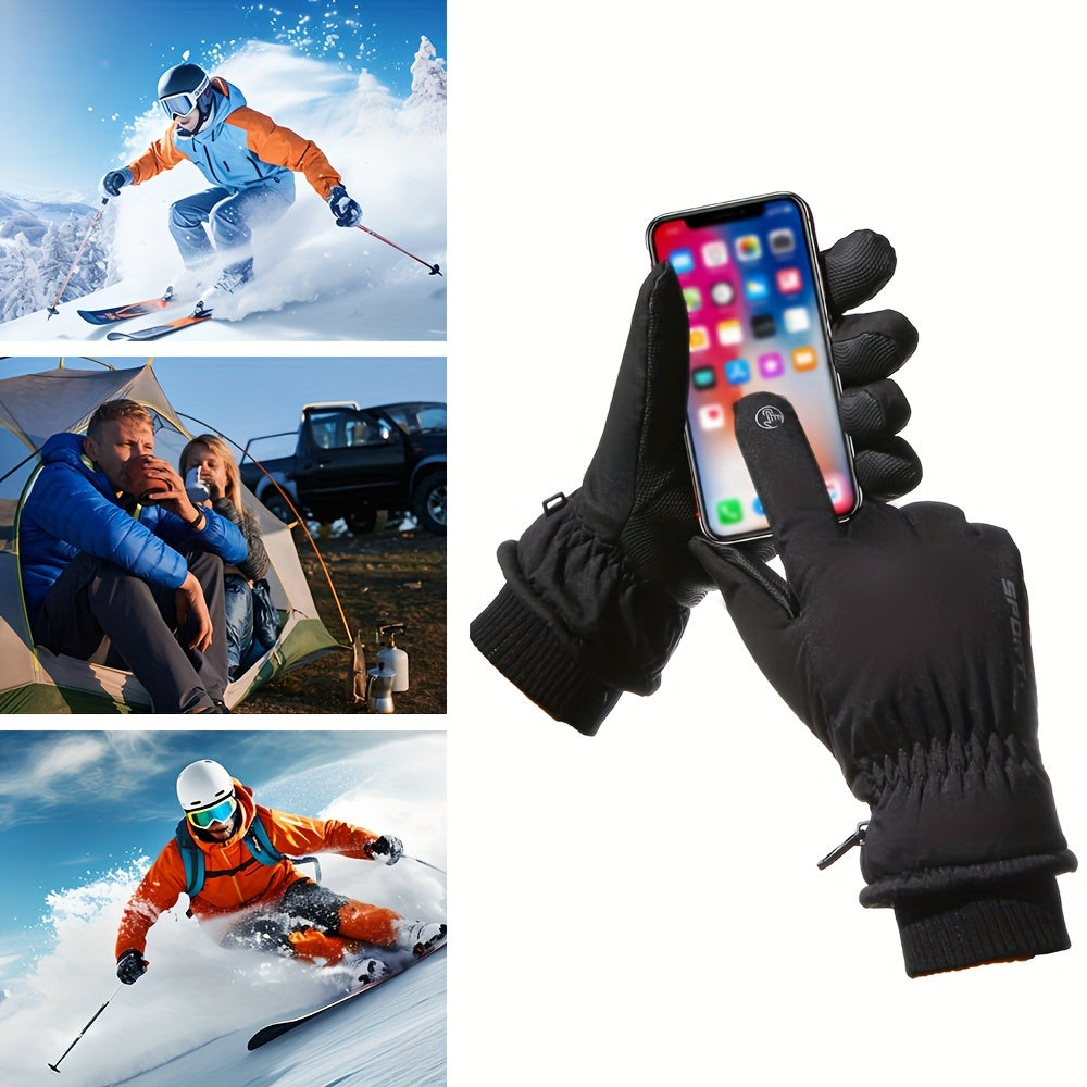 Men's Winter Ski Gloves - Warm, Waterproof, Windproof