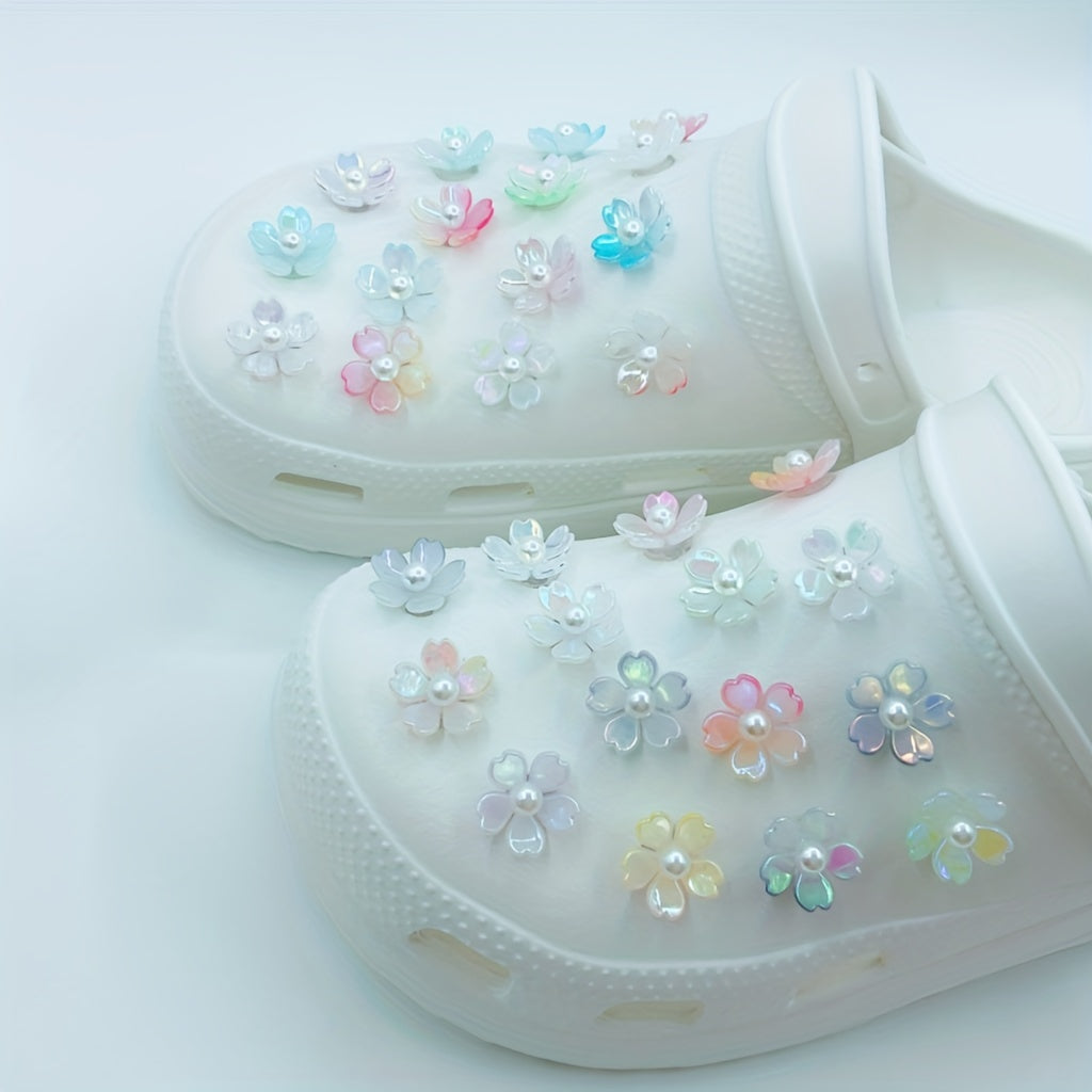 30 Random Gradient Flowers Shoe Charms for Clogs DIY Garden Shoes