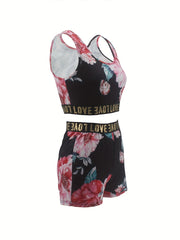 Floral Print Two Piece Set Crop Top & Shorts Outfit